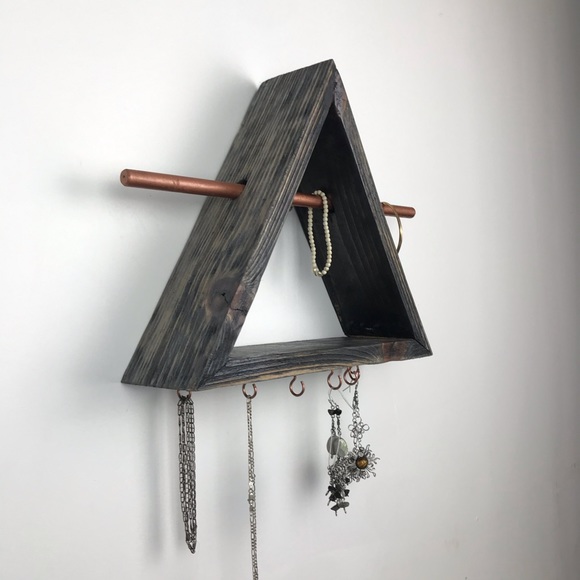 Boho Jewelry Wall Shelf Organizer Rustic Wood - Picture 4 of 9